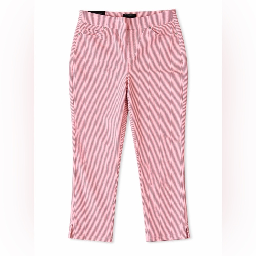 Mario Serrani Italy Comfort Stretch Capri Pants Red Stripe M NWT